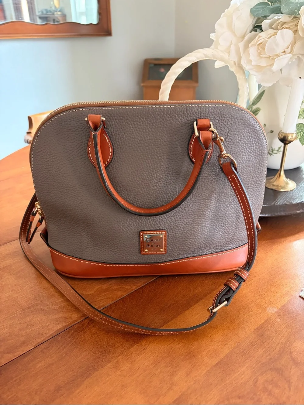 Dooney and Bourke Zip Satchel in Elephant - Perfect Condition!